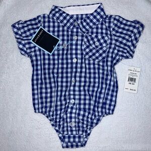 Andy & Evan Navy Gingham Shirt onesie